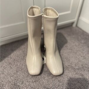 A New Day Cream Ankle Booties with Rounded Toe